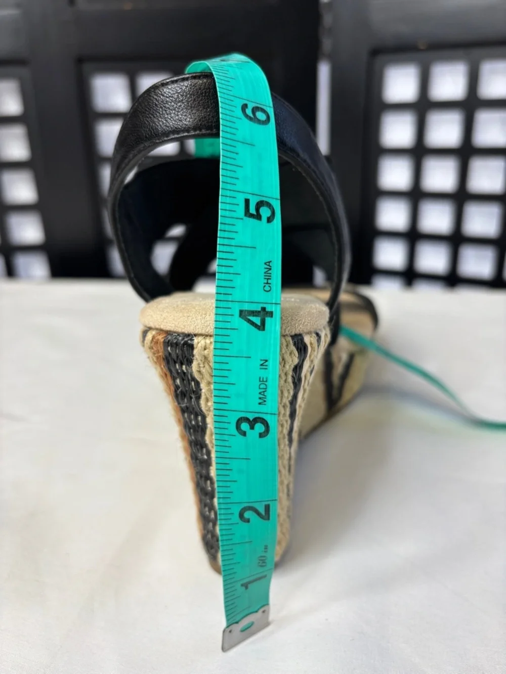 🖤 Anne Klein Espadrille Wedge Sandals Womens 6 Black Elastic Strap 🖤 - Picture 12 of 12